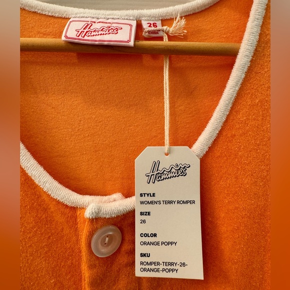 Hammies Terry Romper in Orange - Picture 10 of 11